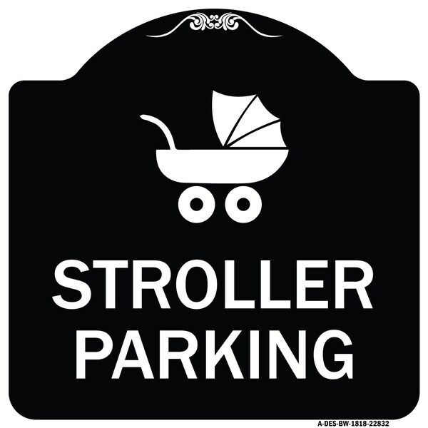 Stroller Parking With Graphic Heavy-Gauge Aluminum Architectural Sign, 18" x 18", BW-1818-22832